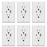 TOPGREENER USB wall outlet with Type-C and Type-A ports for convenient multi-device charging