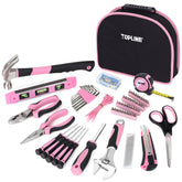Topline 208-piece pink tool kit with round pouch for organized home repairs