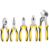 Topline 5-Piece Pliers Set with 8-inch Groove Joint for strong gripping