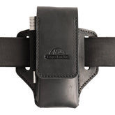 Topstache leather multitool sheath on belt with secure magnetic closure
