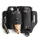 Topstache leather multitool sheath front view for organized carry.