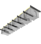 TORACK garage ceiling bin rails assembly demonstrates overhead organization and space-saving capability