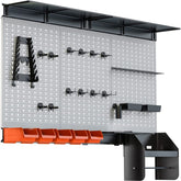 TORACK pegboard wall organizer in a bright, organized garage setup.