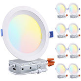 Torchstar 8-pack 6in slim downlight with J Box for safe, recessed installation in living spaces.