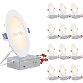 TORCHSTAR Basic Series 12-pack 6-inch LED recessed light with junction box for easy installation.