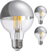 Torchstar dimmable half-chrome bulb with glare-free top, ideal for vanity lighting.