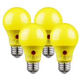 TorchSTAR dusk-to-dawn outdoor A19 bulb lighting a cozy porch, warm 2700K glow