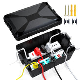 TOTUFY outdoor box front view shows organized cables outdoors.