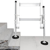TOUGHER Ladder Leveler Pair front view shows sturdy alloy frame for stable setup