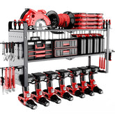 Toyear power tool organizer wall mount with drills neatly organized and accessible.