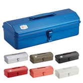 TOYO Y-350 steel mountain tool box in blue front view highlighting rugged durability