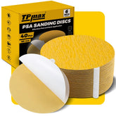 TPmax 6-inch 80-grit PSA disc pack for fast material removal on auto, wood, and metal