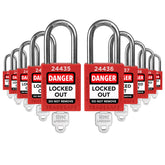TRADESAFE lockout set ten red LOTO locks for clear safety tagging.