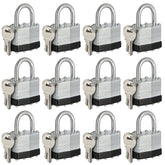 Travate keyed alike padlocks 12-pack with nickel finish for reliability