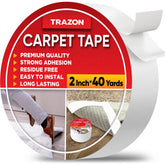 Trazon double-sided carpet tape roll for secure rug grip on floors.