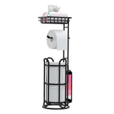 TreeLen Upgrade Toilet Paper Holder Stand with Shelf organizes bathroom storage.