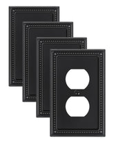 TREEWELL 4-pack black duplex outlet cover in sturdy metal