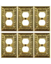 Treewell Paisley-pattern duplex plate showing antique brass finish for stylish outlets.