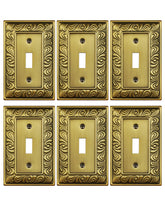 Treewell paisley pattern switch plate in antique brass adds refined decor to any room.