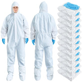 TrelaCo hazmat suit front view; full-body protection for painting or cleaning tasks.