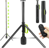 Tresda telescopic camping light on stand lighting a campsite at dusk