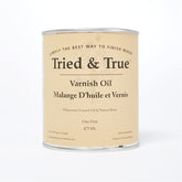 Tried and True varnish oil bottle front for a durable interior wood finish
