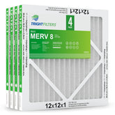 TRIGHTFILTERS 12x12x1 air filter front view improves HVAC airflow for a four-pack