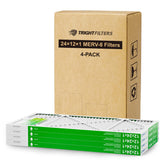 TRIGHTFILTERS 12x24x1 air filter front view, four-pack for improved HVAC filtration.
