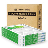 TRIGHTFILTERS 14x20x1 front view filter pack enhances airflow and fit consistency.