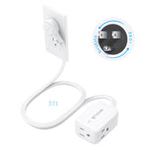 TROND 360-degree rotating flat plug enables tight-wall placement and versatile outlet access.