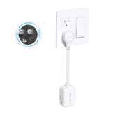 TROND 360° rotating flat plug behind a compact desk setup for easy access
