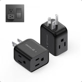 TROND multi-plug outlet extender 2-pack provides three outlets from one wall socket for easy charging.