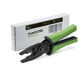 TRUE CABLE parallel crimping pliers close-up showing precise termination control.
