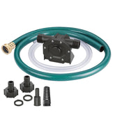 TRUPOW drill pump kit in-use for rapid water transfer at home.