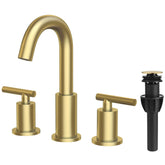 TRUSTMI 8-inch widespread brushed gold faucet enhances contemporary vanities with a durable finish.