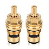 Try-H faucet ceramic cartridge close-up showing brass body and ceramic disc for durable performance.