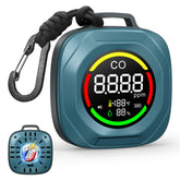 Tsokzo 3-in-1 CO detector front display showing CO, temperature, and humidity levels for safe travel