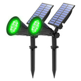 T-SUNUS Green Solar Lights outdoors Christmas spotlight highlighting holiday decorations.