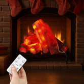 Tuanse flameless log set on mantel creates warm ambience.