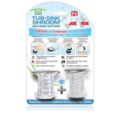 TubShroom chrome bathtub drain catcher catching hair to prevent clogs.