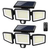 Tuffenough solar flood light with 2500lm and 210 LEDs for bright outdoor illumination.