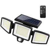 Tuffenough solar outdoor lights with remote control illuminate entrances and pathways after dark.