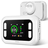 TUIKEN 5-in-1 detector front view with clear CO, gas, and smoke indicators