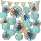 Tujoe World Map lanterns 10in add colorful, quick-to-hang ceiling decor for classrooms