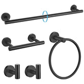 TURS matte black 24-inch towel bar, durable and rust-resistant.