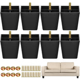 Turstin 8-pack 3-inch square tapered furniture legs provide sturdy sofa support.