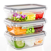 TUSEASY 3-pack borosilicate glass containers with clear visibility for meal prep