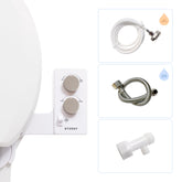 TUSHY Spa bidet unit ready for warm water cleansing beside any toilet