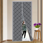 TUZIER magnetic thermal door curtain close-up shows weatherproof nylon and thick insulation.