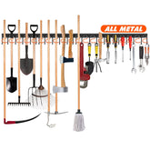 TVKB 68-inch all-metal garden tool organizer on wall with ample tool storage.